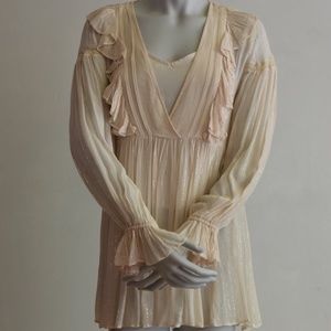 NWT MAEVE sz 0 TAUPE BOHO TUNIC BLOUSE/MINI DRESS